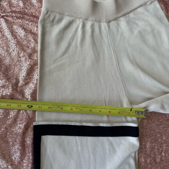 Entro Solid Ribbed High Waisted Wide Leg Pants,S Beige/black. Beach, Resort Wear - Picture 7 of 8